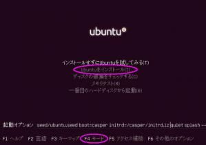 ubuntu起動画面F4キー