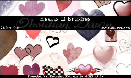 Hearts II Photoshop & GIMP Brushes