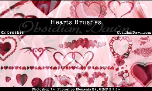 Hearts Photoshop & GIMP Brushes